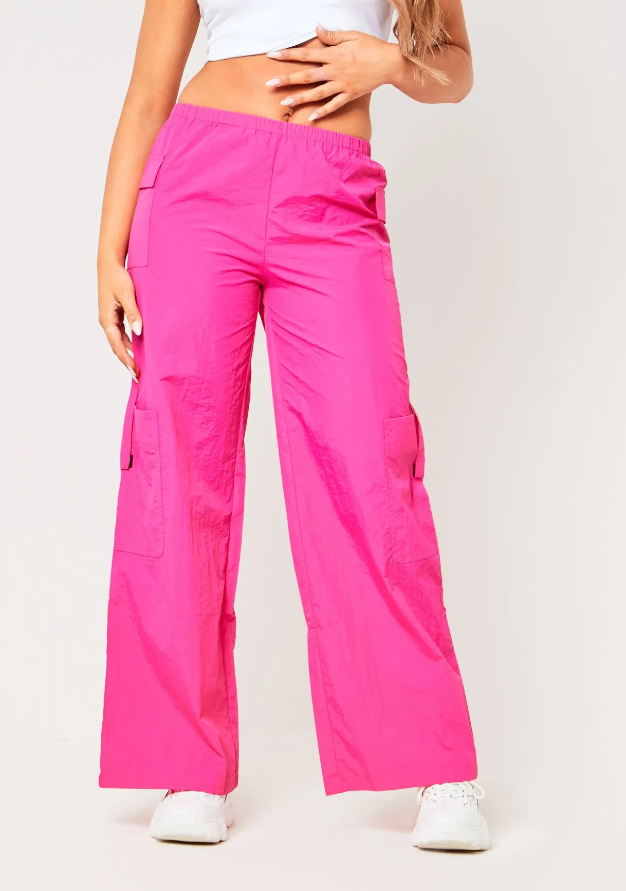 Cindy Pink Wide Leg Cargo Trousers sold by Missy Empire product image thumbnail 2