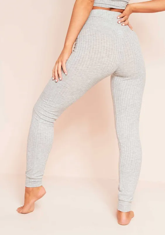 Layla Grey Mix & Match Ribbed Lounge Skinny Jogger sold by Missy Empire