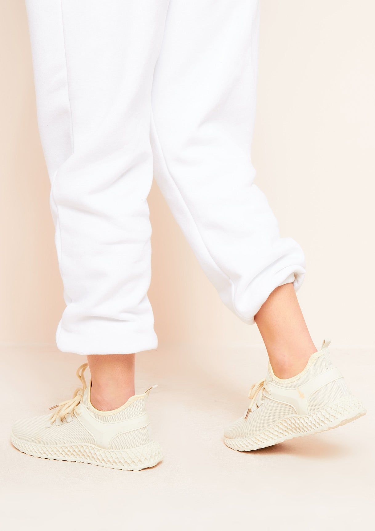 Rina Beige Knitted Sport Trainers sold by Missy Empire product image thumbnail 2