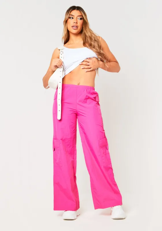 Cindy Pink Wide Leg Cargo Trousers made by Missy Empire