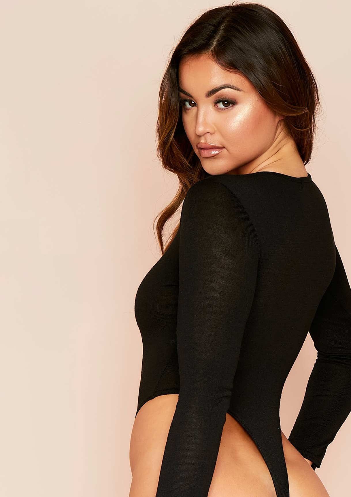 Luz Black Long Sleeve Popper Bodysuit sold by Missy Empire product image thumbnail 2