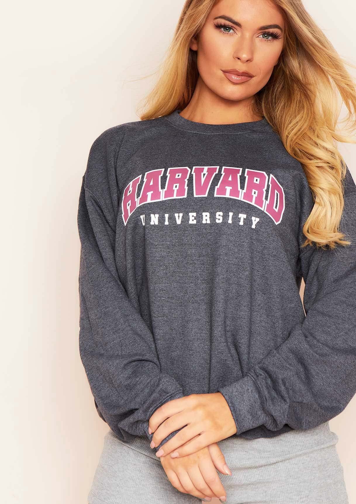 Hazel Charcoal Harvard Slogan Oversized Sweatshirt sold by Missy Empire product image thumbnail 3