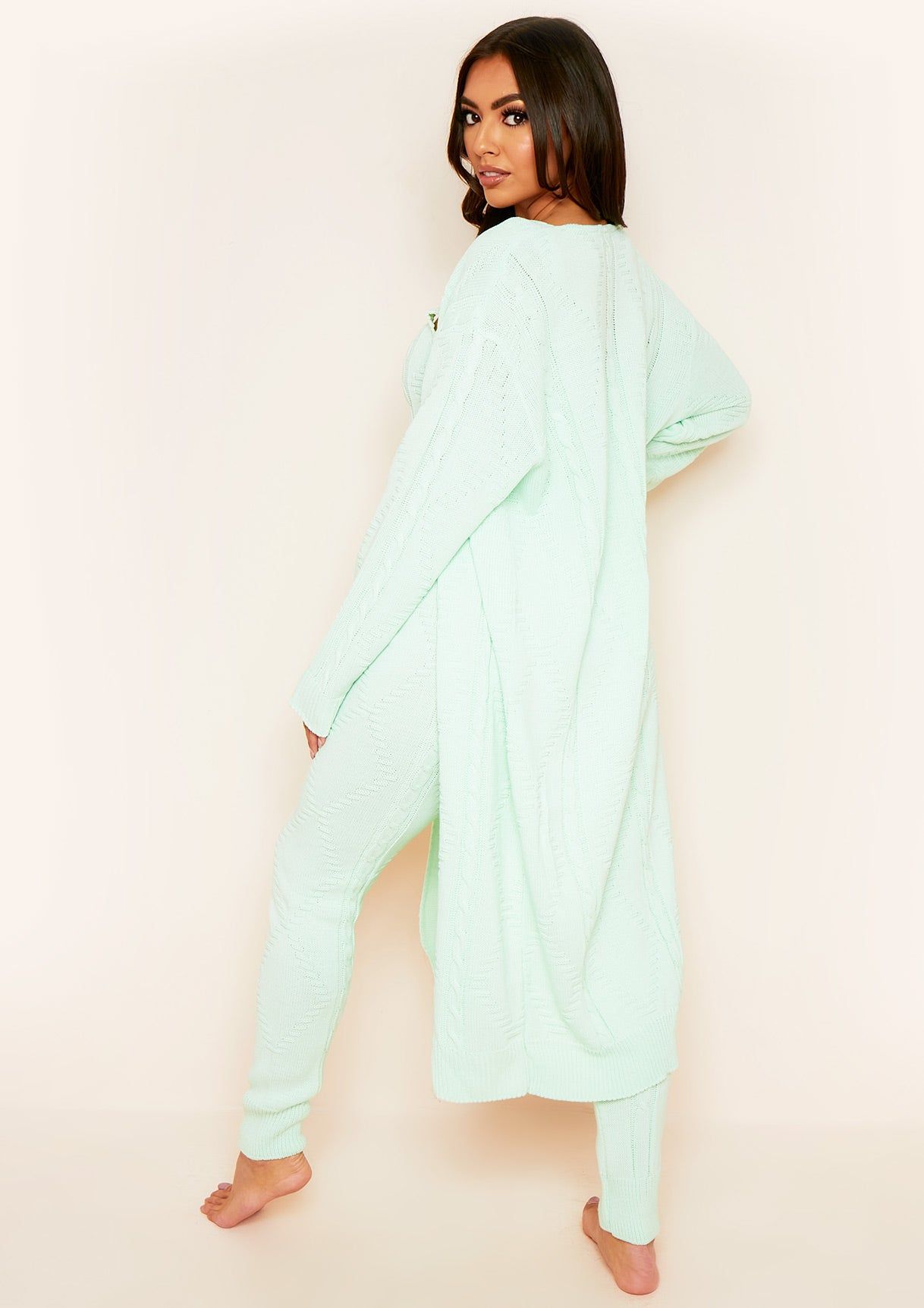 Rocha Mint Cable Knitted Long Oversized Cardigan sold by Missy Empire product image thumbnail 4