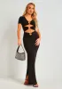 Kaya Black Slinky Keyhole Cut Out Maxi Dress sold by Missy Empire