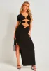 Kaya Black Slinky Keyhole Cut Out Maxi Dress sold by Missy Empire