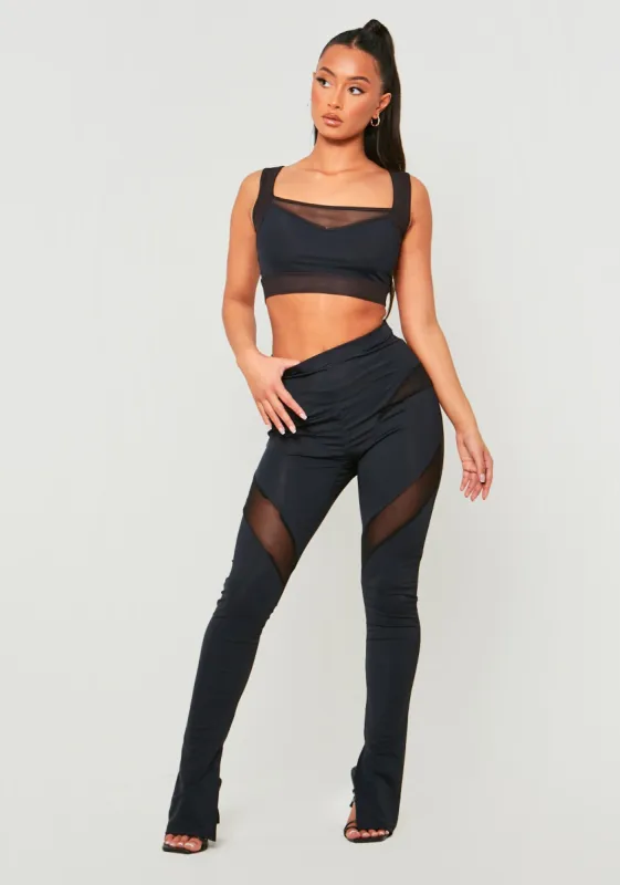 Margot Black Sculpting Legging With Mesh Panels sold by Missy Empire