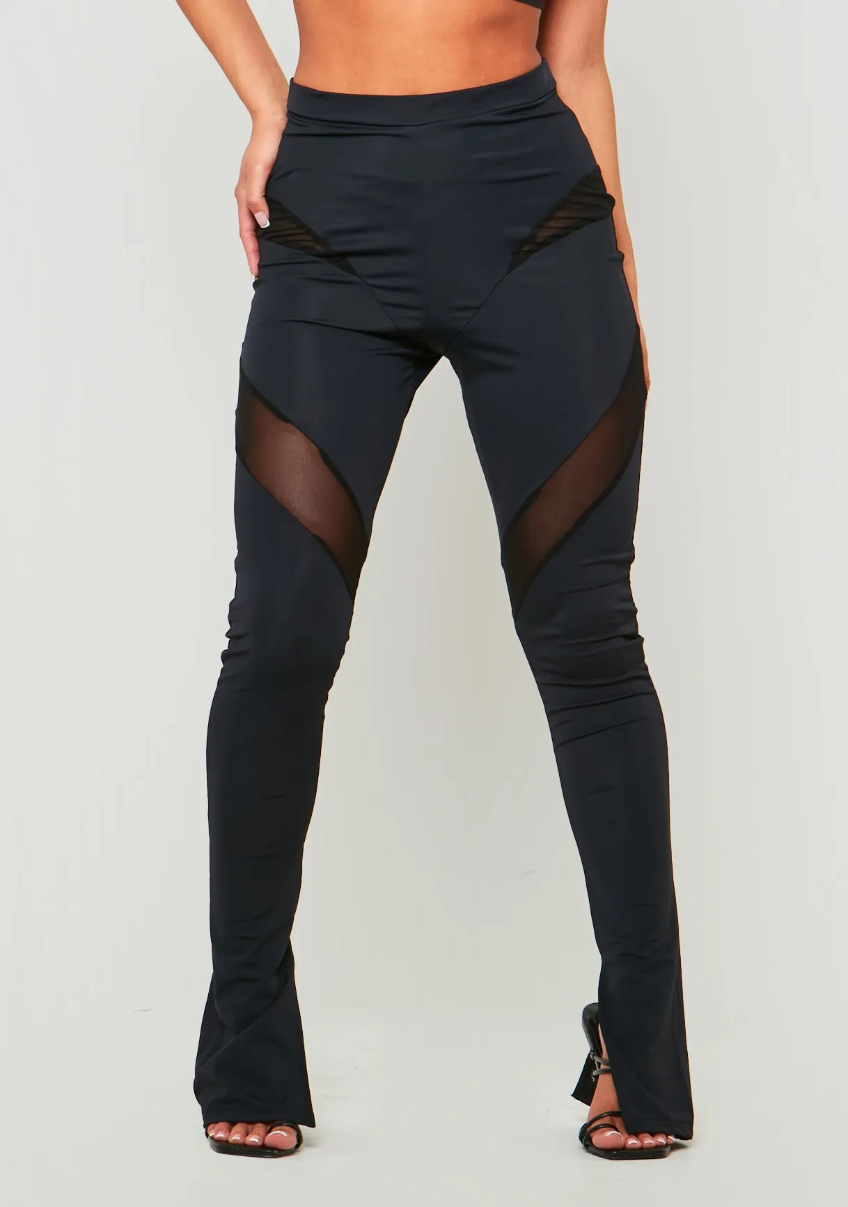 Margot Black Sculpting Legging With Mesh Panels sold by Missy Empire product image thumbnail 2