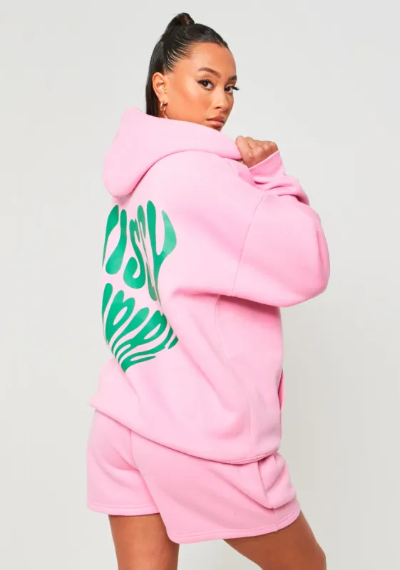 Ines Pink Missy Empire Oversized Heart Print Hoodie sold by Missy Empire