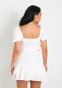 Crystal White Woven Shirred Back Tie Front Crop Top sold by Missy Empire