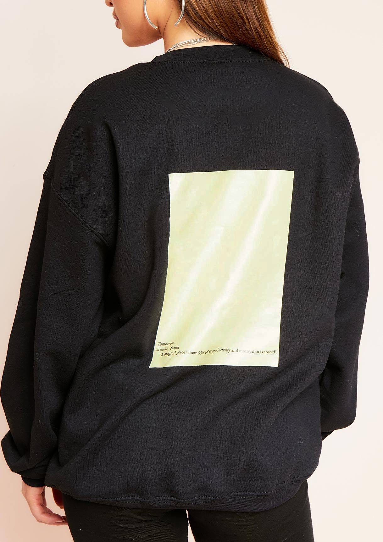 Nabila Black Tomorrow Graphic Oversized Sweatshirt sold by Missy Empire product image thumbnail 4