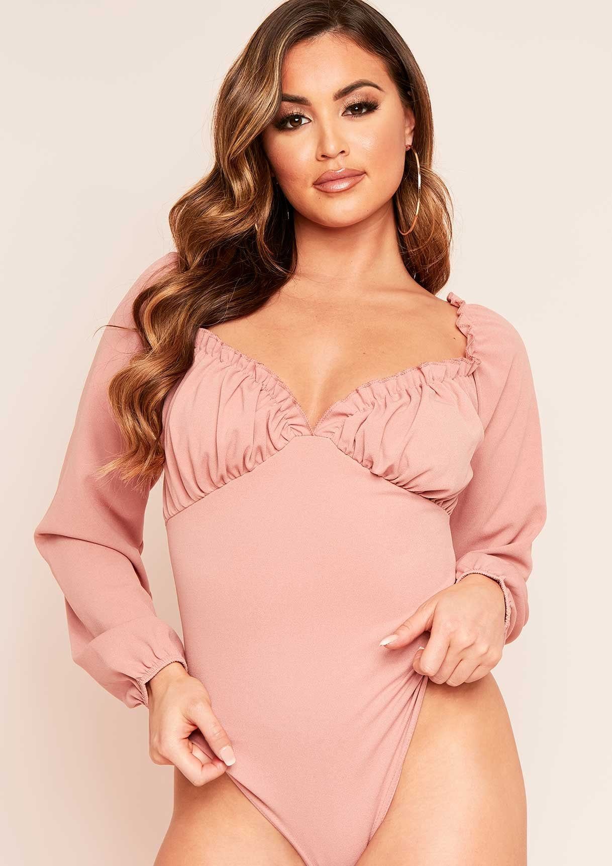Grace Pink Off The Shoulder Bodysuit sold by Missy Empire product image thumbnail 4