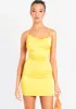 Aisha Bright Yellow Cowl Lace Up Back Mini Dress sold by Missy Empire
