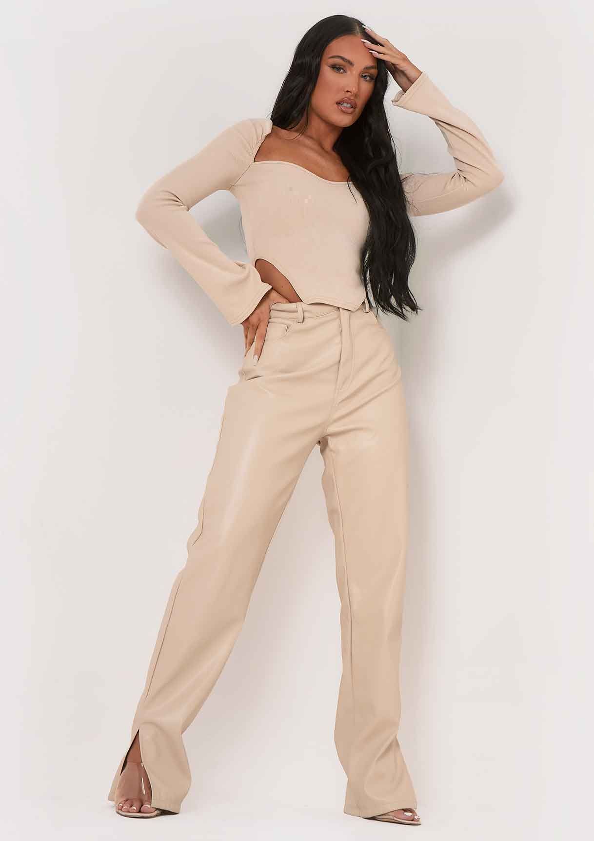 Jasmine Stone Ribbed Long Sleeve Corset Top sold by Missy Empire product image thumbnail 2