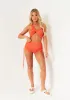 Misty Coral Asymmetric One Shoulder Textured Bralette sold by Missy Empire