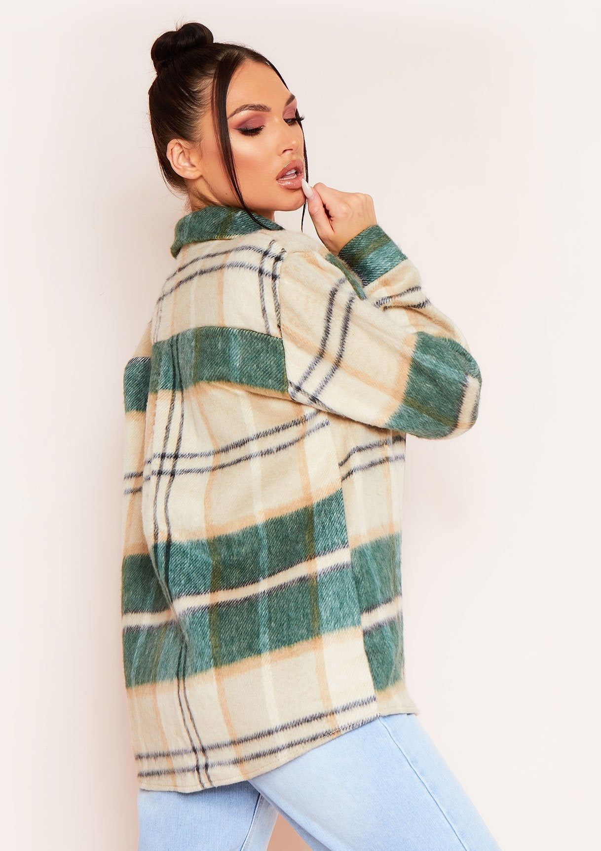Rita Green Oversized Checked Shacket sold by Missy Empire product image thumbnail 4