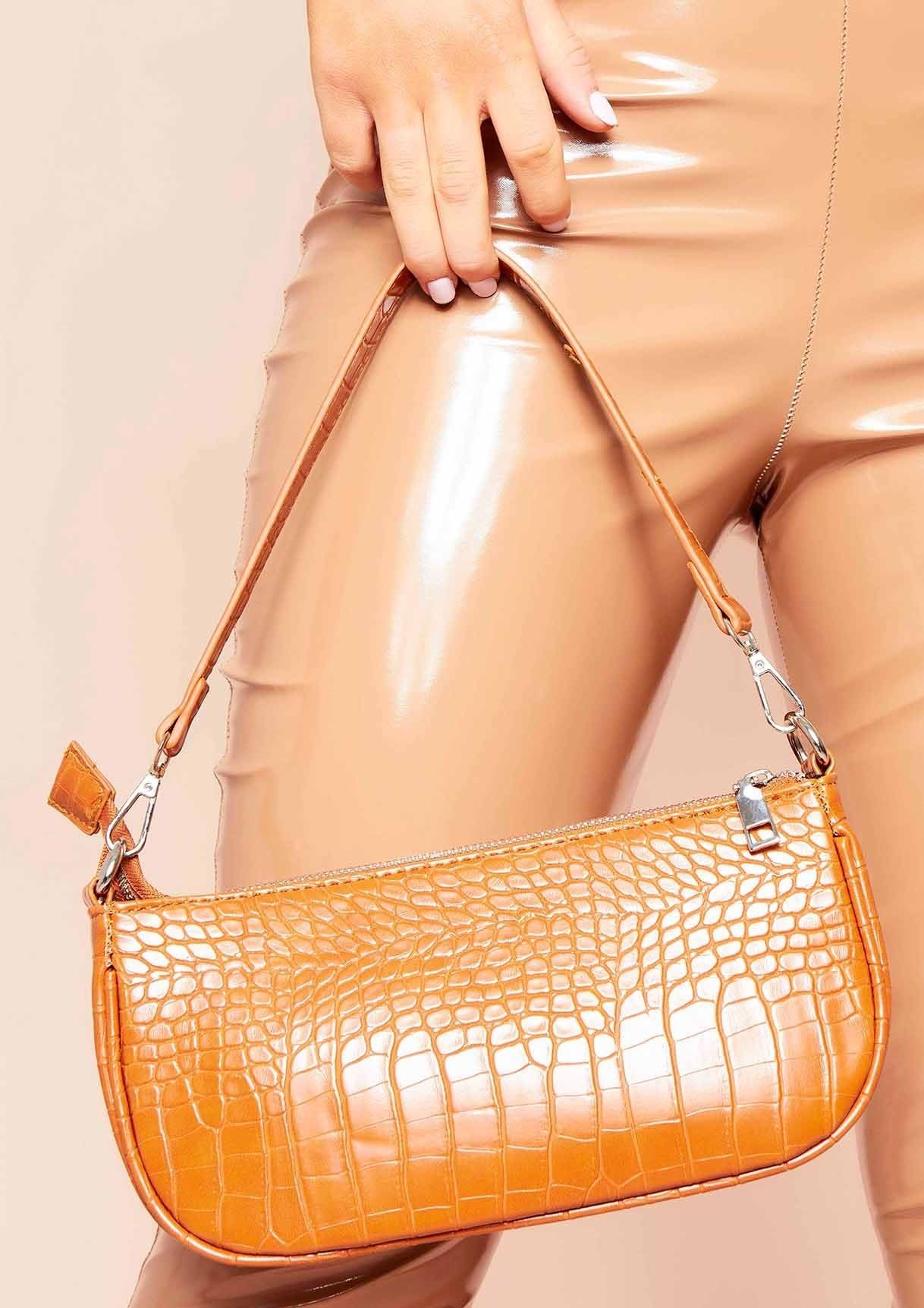 Zoe Tan Croc Print Shoulder Bag sold by Missy Empire