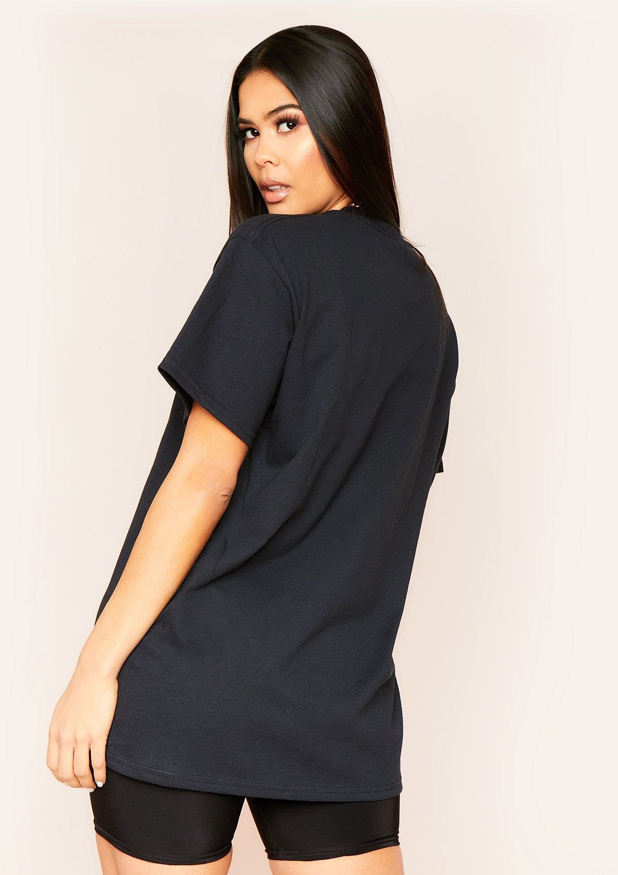 Jia Black Eye Roll Graphic Slogan Oversized T-Shirt sold by Missy Empire product image thumbnail 2