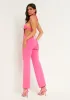 Jenny Pink Knitted Cut Out Tie Front Jumpsuit sold by Missy Empire