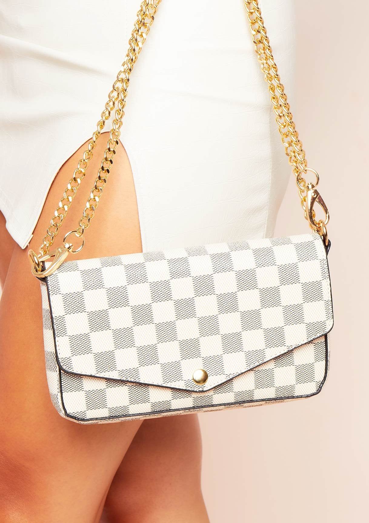 Gemma Cream Chain Cross Body Bag sold by Missy Empire