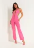 Jenny Pink Knitted Cut Out Tie Front Jumpsuit sold by Missy Empire
