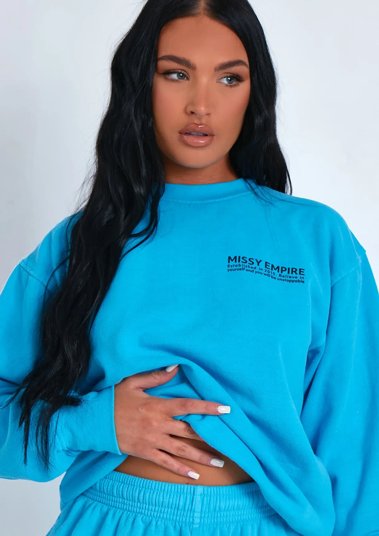 Alesha Blue Missy Empire Text Oversized Sweatshirt sold by Missy Empire product image thumbnail 2