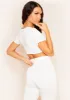 Tamara White Thick Jersey Tie Front Crop Top sold by Missy Empire