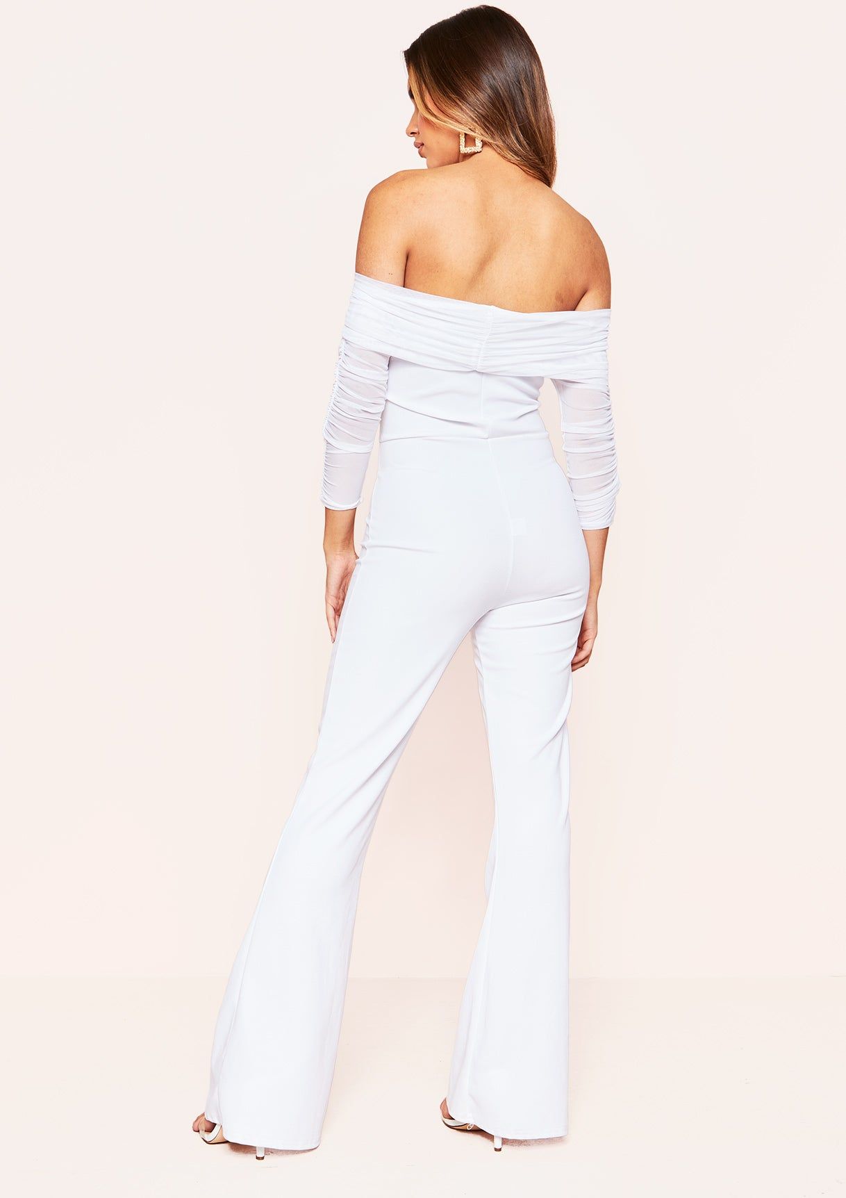Trixie White Mesh Bardot Detail Jumpsuit sold by Missy Empire product image thumbnail 4