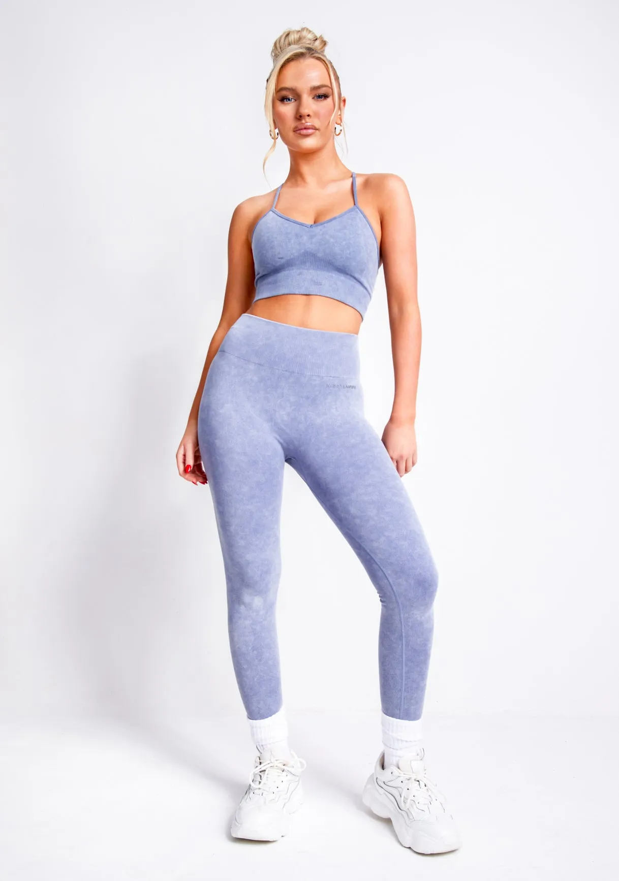 Vienna Blue Acid Wash Seamless Active Sports Bra sold by Missy Empire product image thumbnail 3