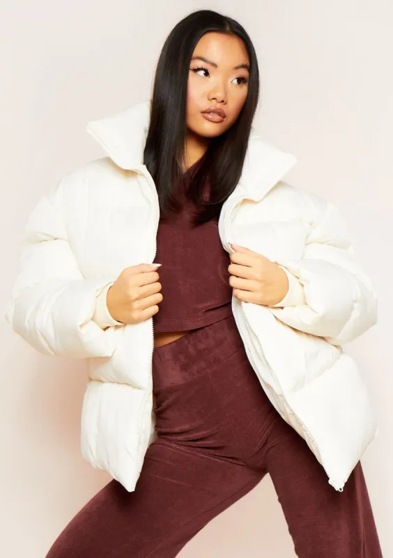 Lexi Cream Oversized Puffer Coat sold by Missy Empire