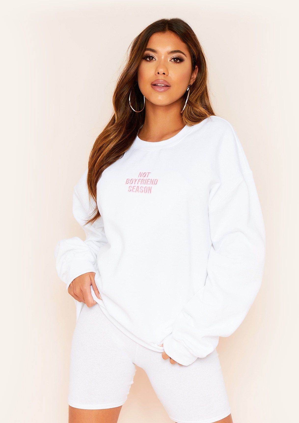 Alex White Not Boyfriend Season Oversized Sweatshirt sold by Missy Empire