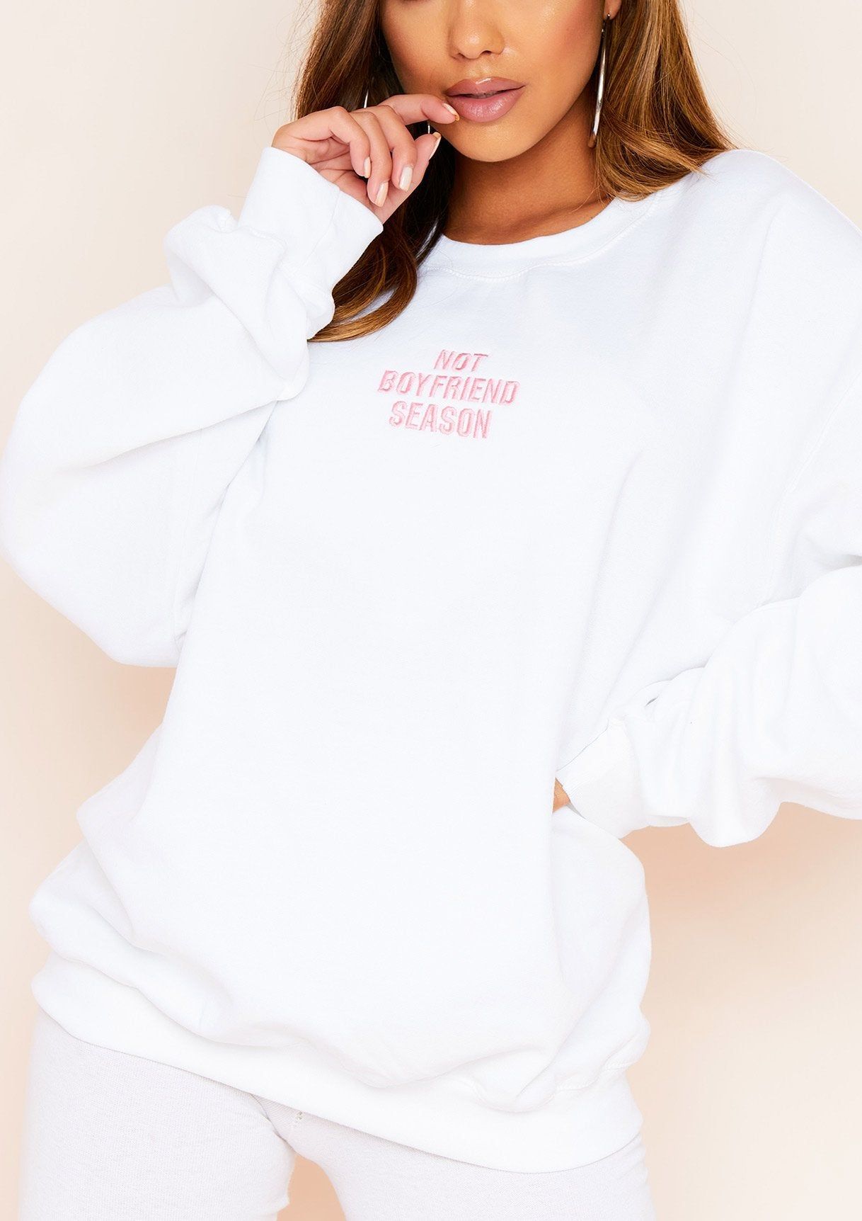 Alex White Not Boyfriend Season Oversized Sweatshirt sold by Missy Empire product image thumbnail 3