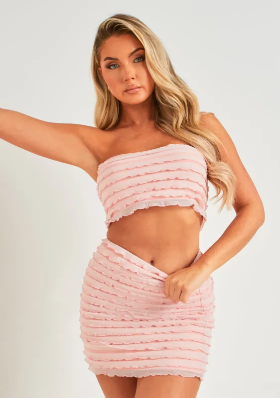 Harley Pink Frill Bandeau Top sold by Missy Empire