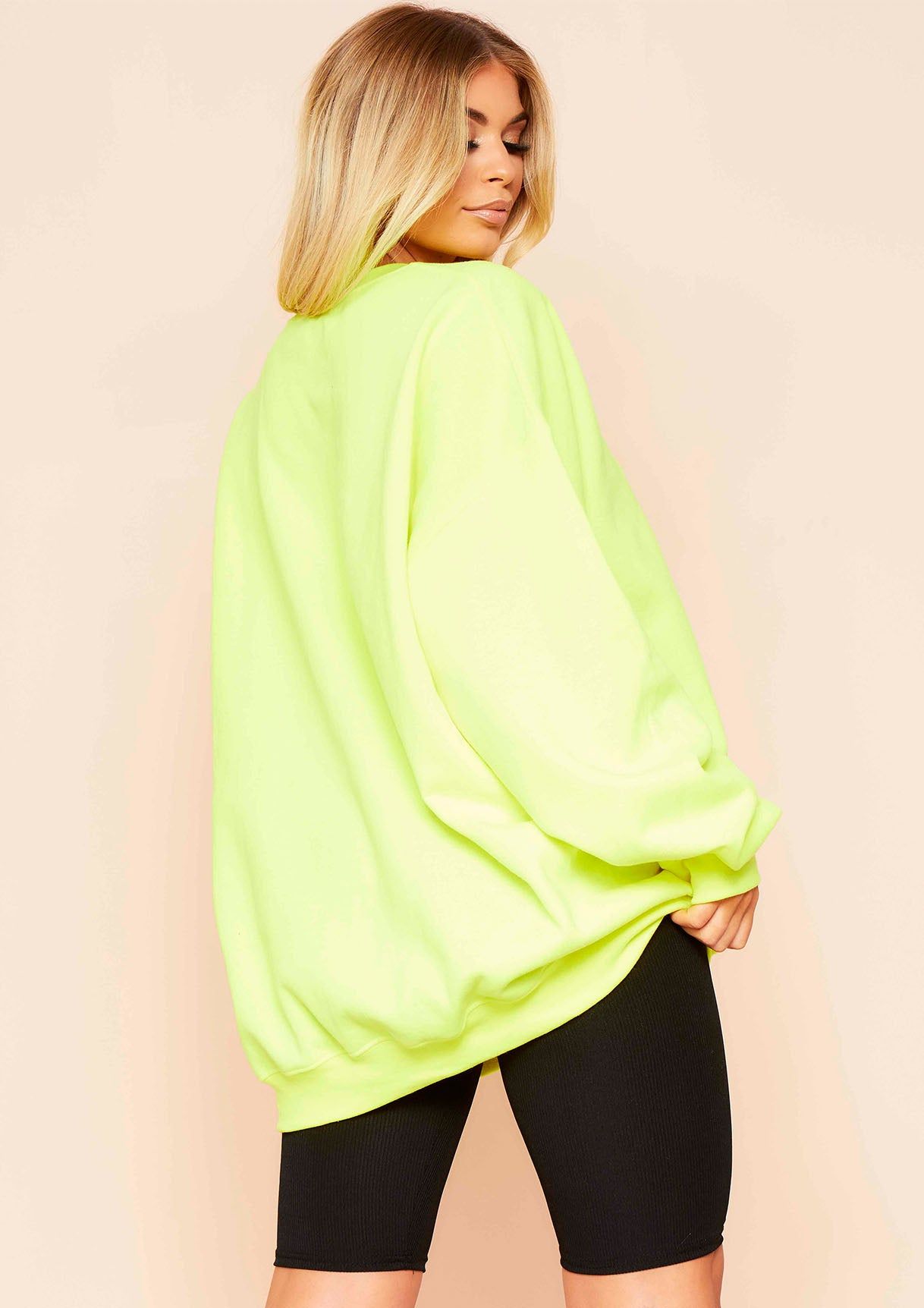 Whitney Neon Yellow Iconic Slogan Oversized Sweatshirt sold by Missy Empire product image thumbnail 3