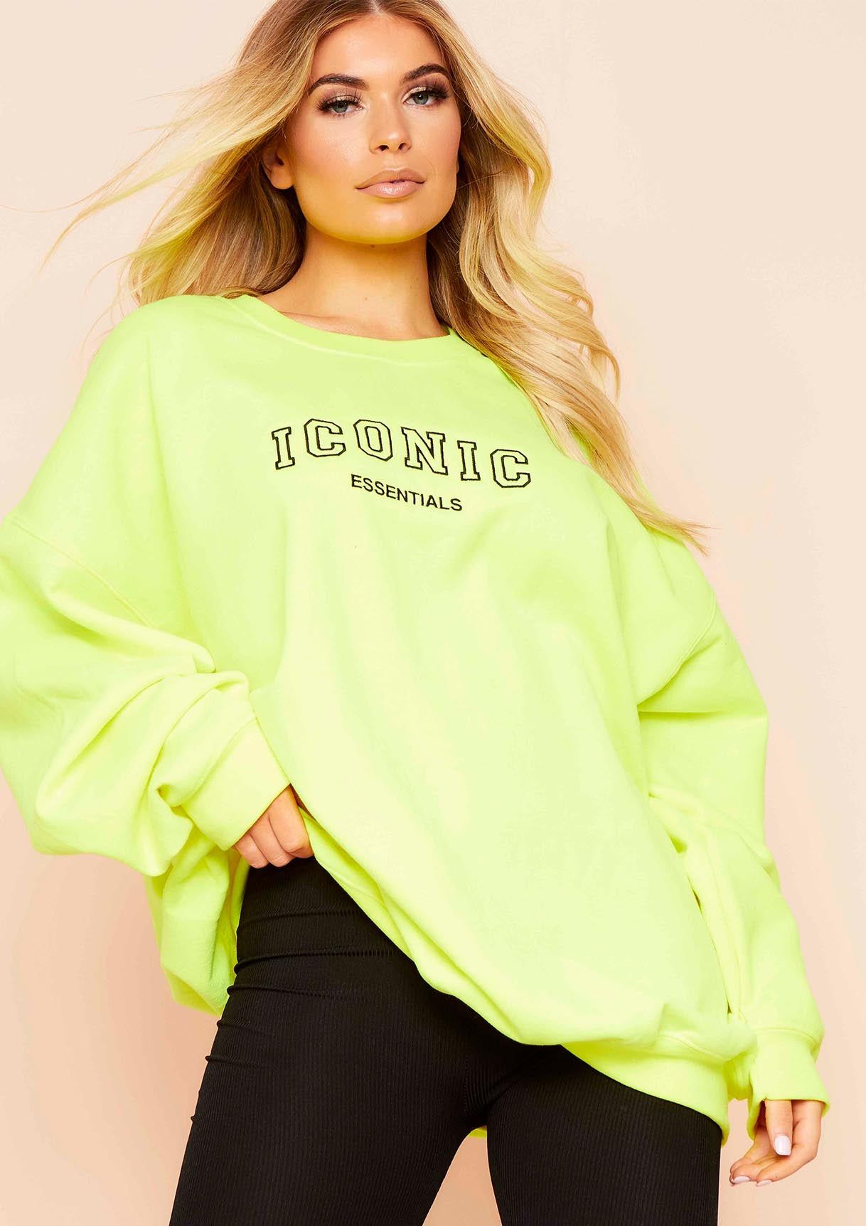 Whitney Neon Yellow Iconic Slogan Oversized Sweatshirt sold by Missy Empire