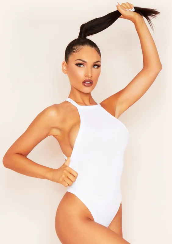 Psalm White Cross Back Bodysuit sold by Missy Empire
