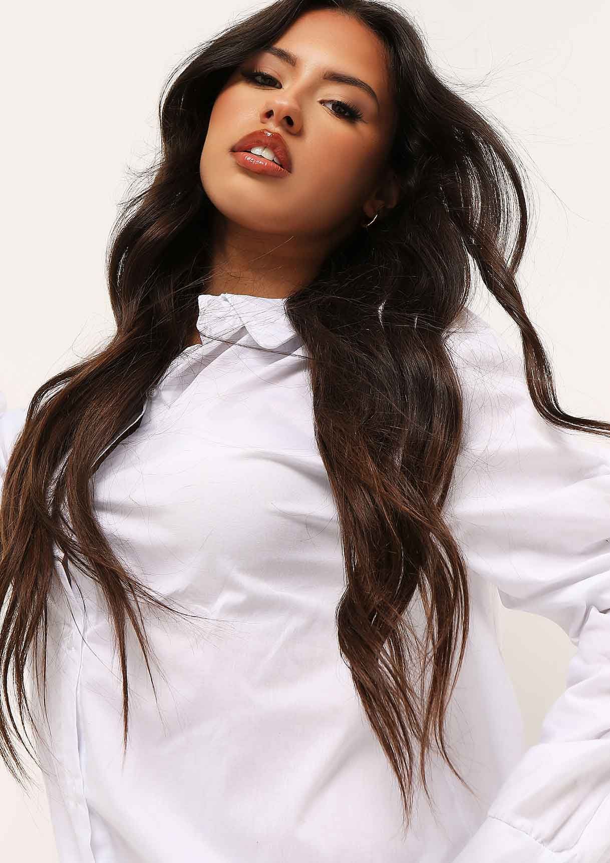 Trinity White Ruched Detail Shirt Dress sold by Missy Empire product image thumbnail 2