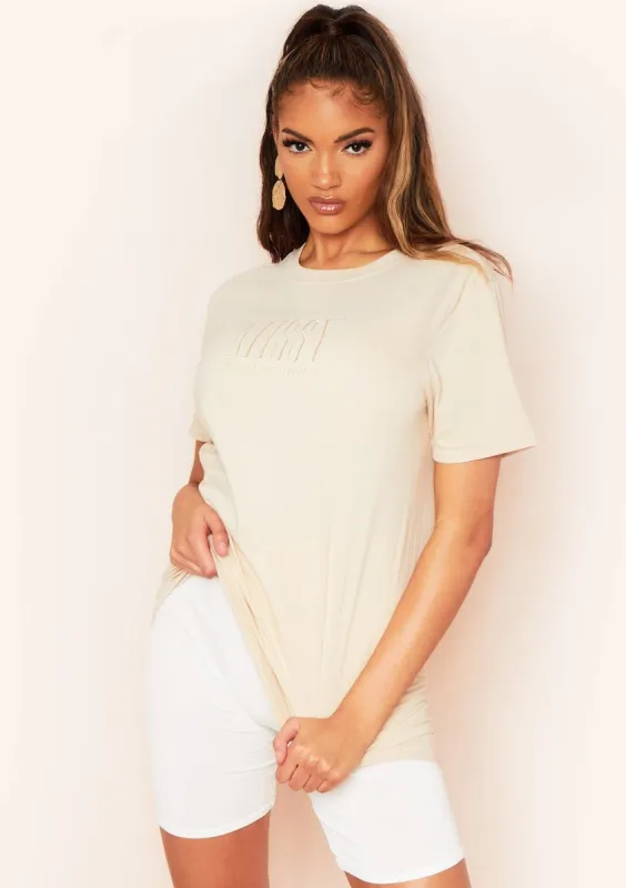Sarah Sand Missy Originals Embroidered Graphic Oversized T-Shirt sold by Missy Empire