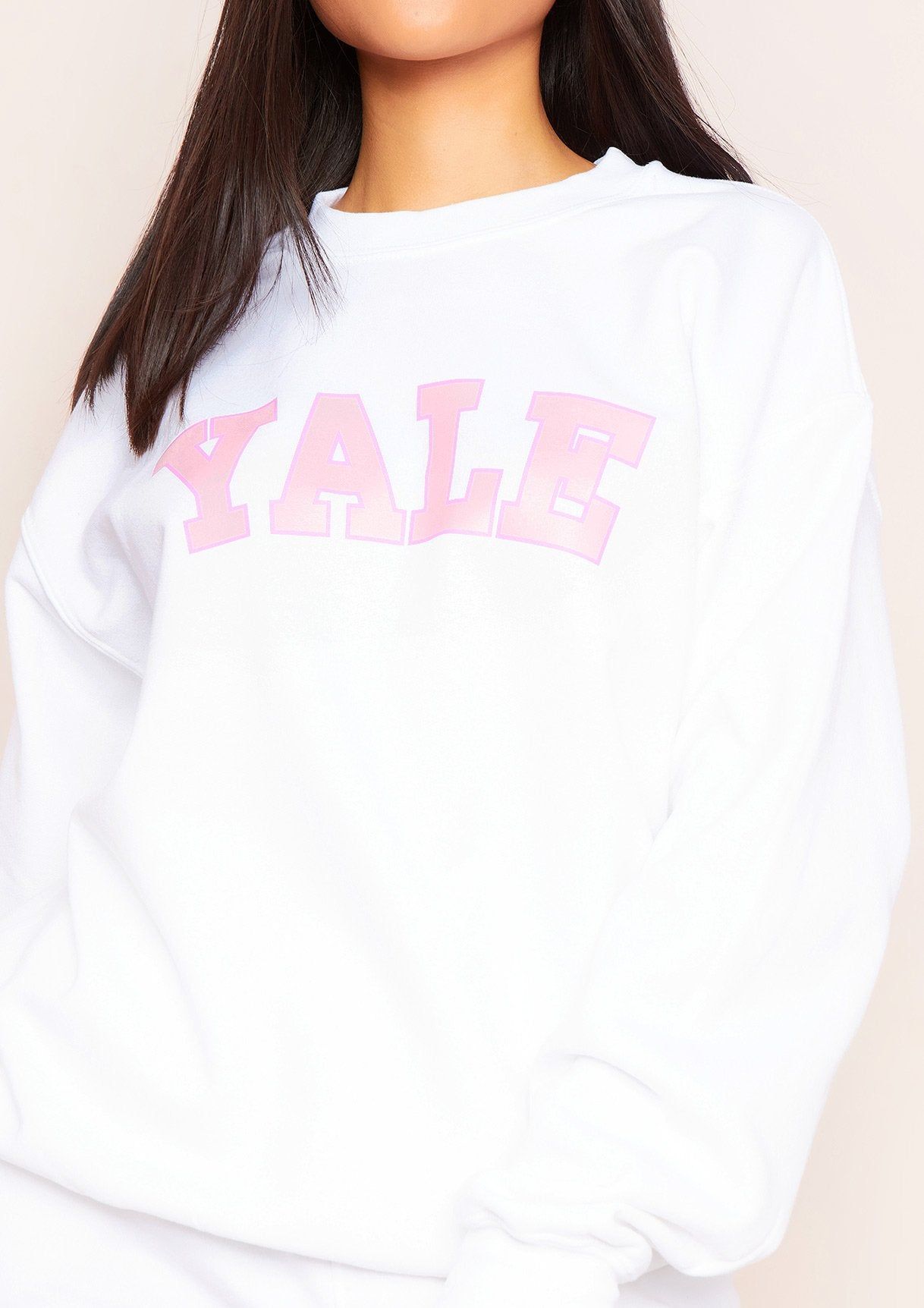 Mila White Yale Slogan Oversized Sweatshirt sold by Missy Empire product image thumbnail 3