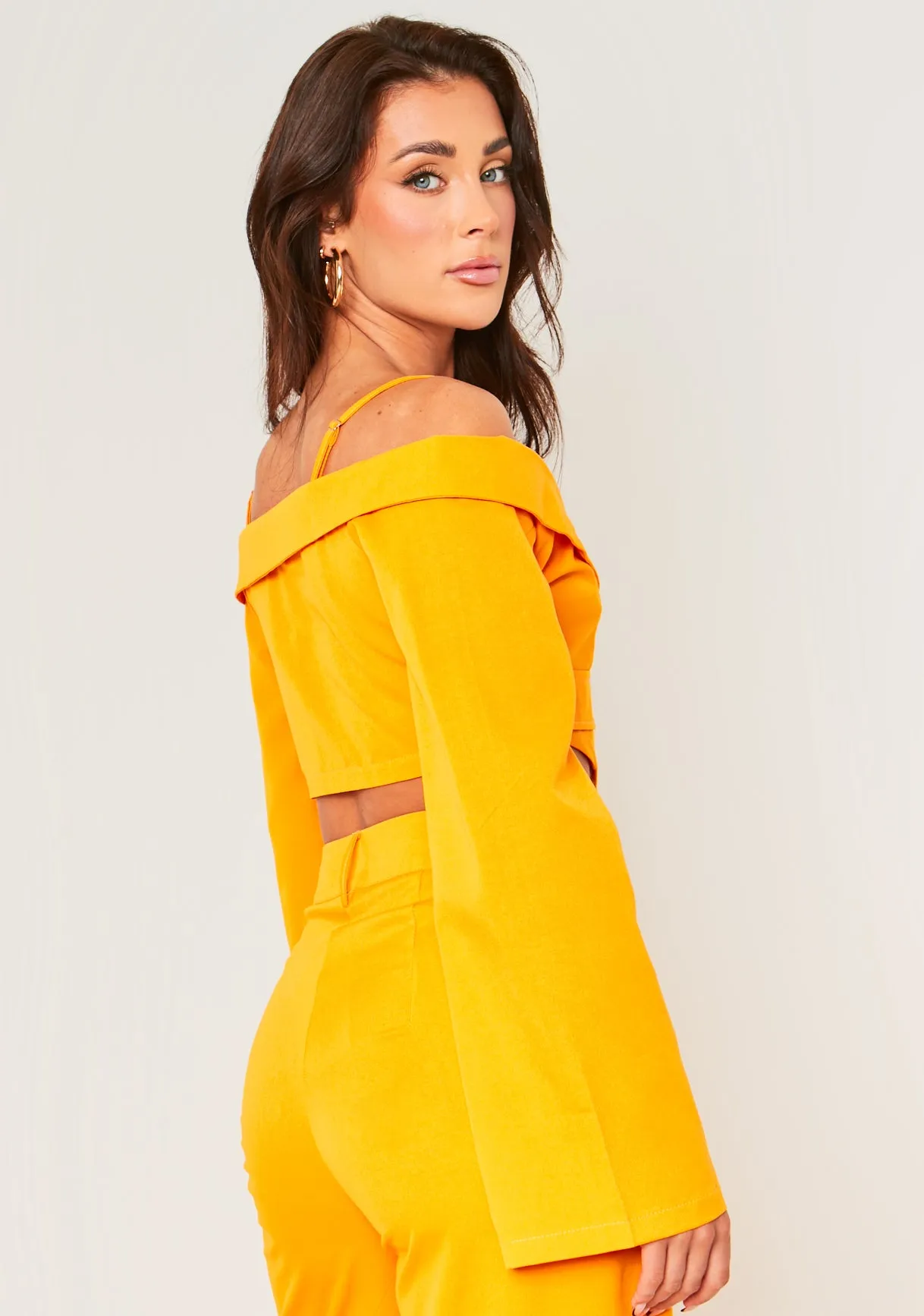 Liora Orange Fold Over Tailored Long Sleeve Top sold by Missy Empire product image thumbnail 3