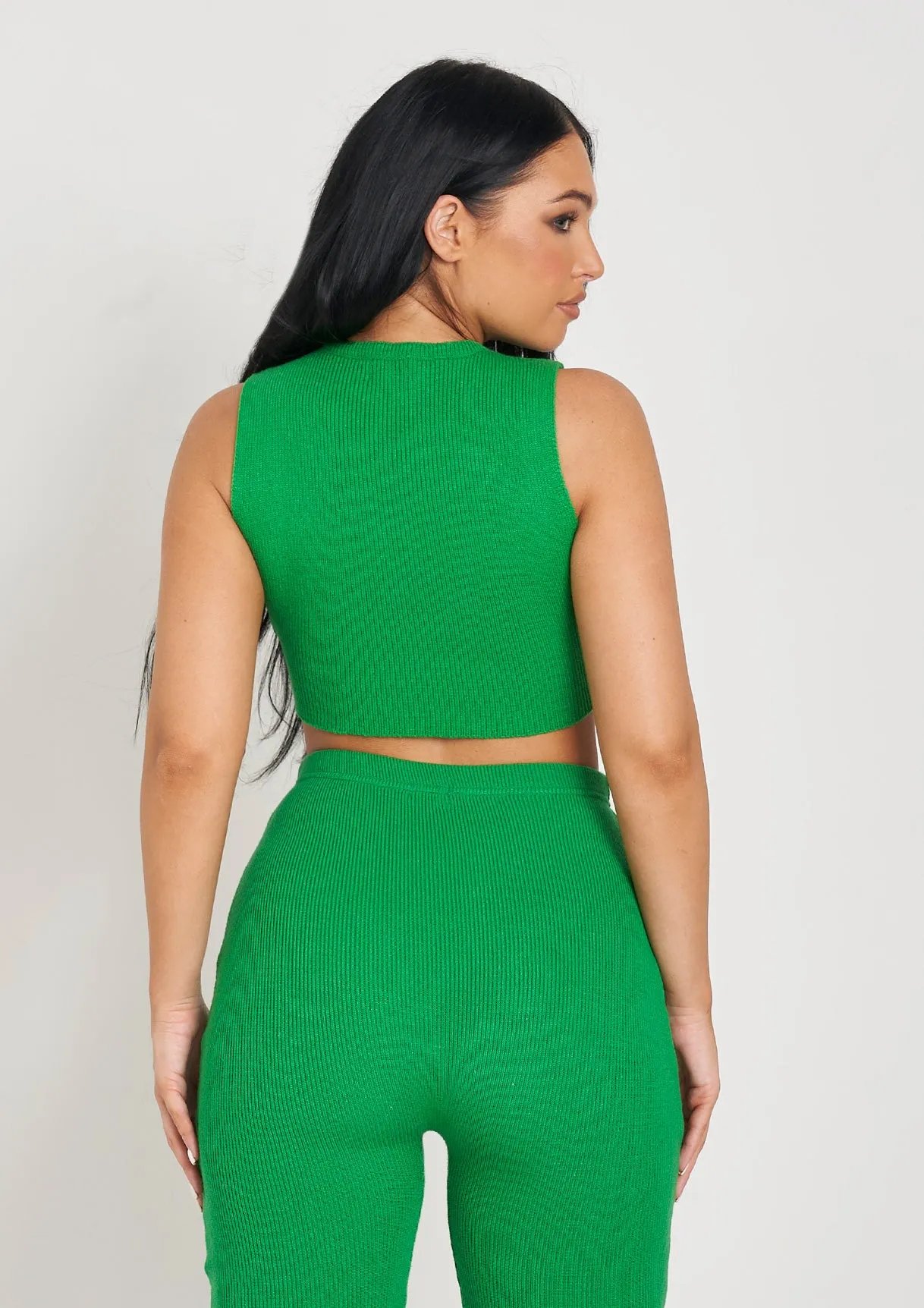 Zamia Green Knitted Sleeveless Crop Top sold by Missy Empire product image thumbnail 3