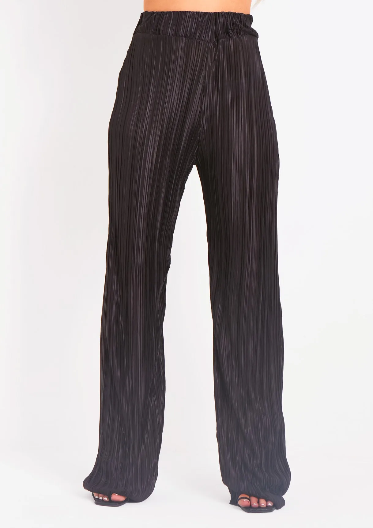 Mia Black Plisse High Waisted Trouser sold by Missy Empire product image thumbnail 3