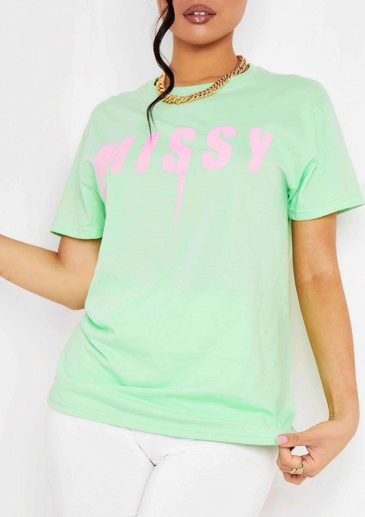 Siera Mint Green Missy Slogan Oversized T-Shirt sold by Missy Empire product image thumbnail 4