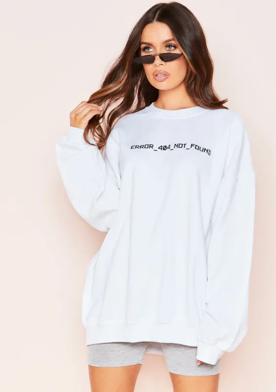 Joanna White Error Graphic Oversized Sweatshirt sold by Missy Empire