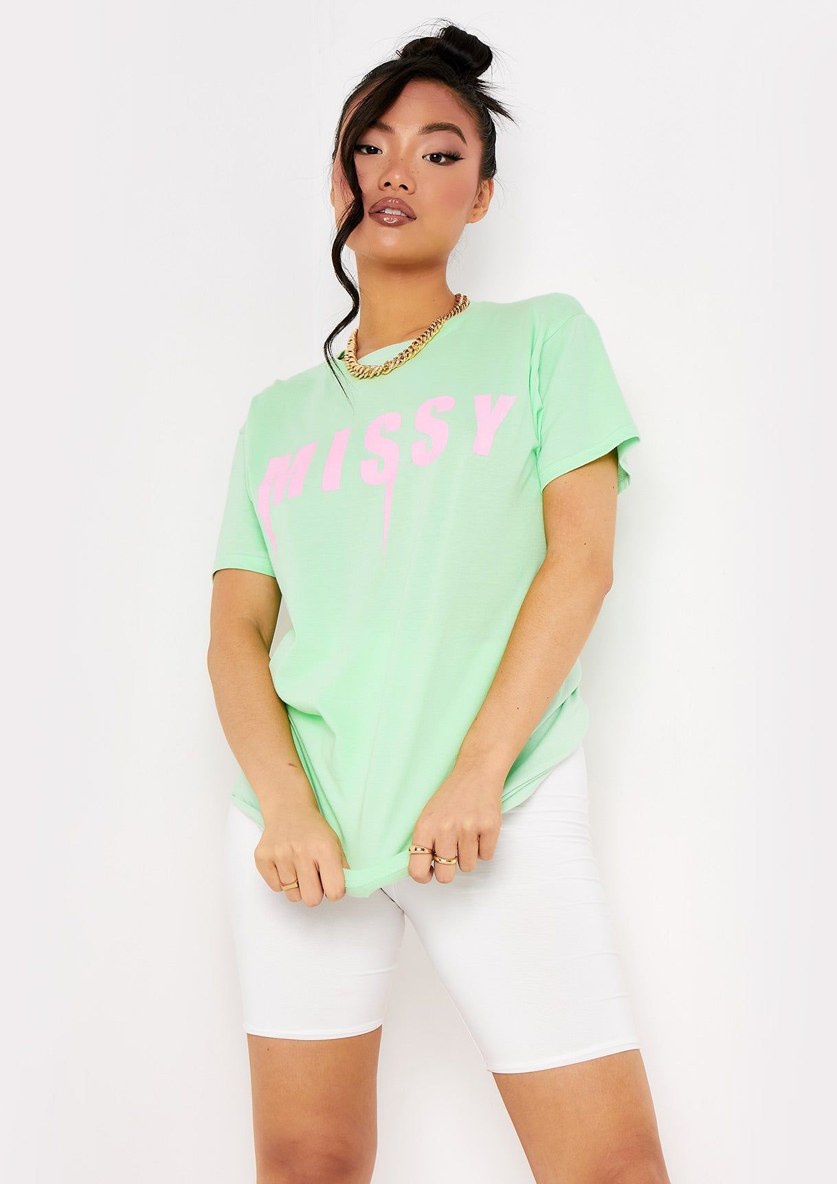 Siera Mint Green Missy Slogan Oversized T-Shirt sold by Missy Empire product image thumbnail 3