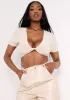 Maya Champagne Slinky Twist Front Crop Top sold by Missy Empire