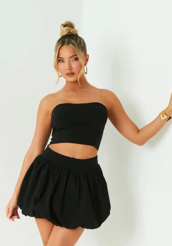 Julianna Black Bengaline Bandeau Top sold by Missy Empire