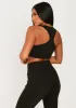 Aaliyah Black Missy Tab Detail Jersey Racer Top sold by Missy Empire