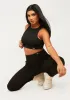 Aaliyah Black Missy Tab Detail Jersey Racer Top sold by Missy Empire