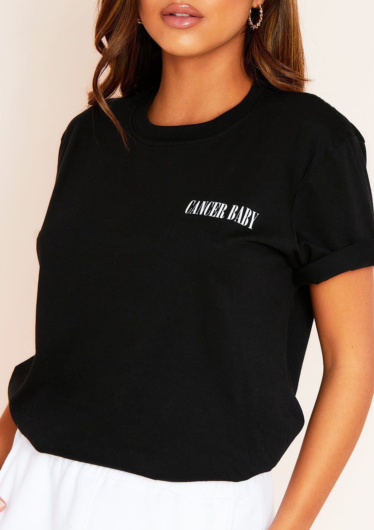 Anah Black Cancer Baby Slogan Horoscope T-Shirt sold by Missy Empire product image thumbnail 3