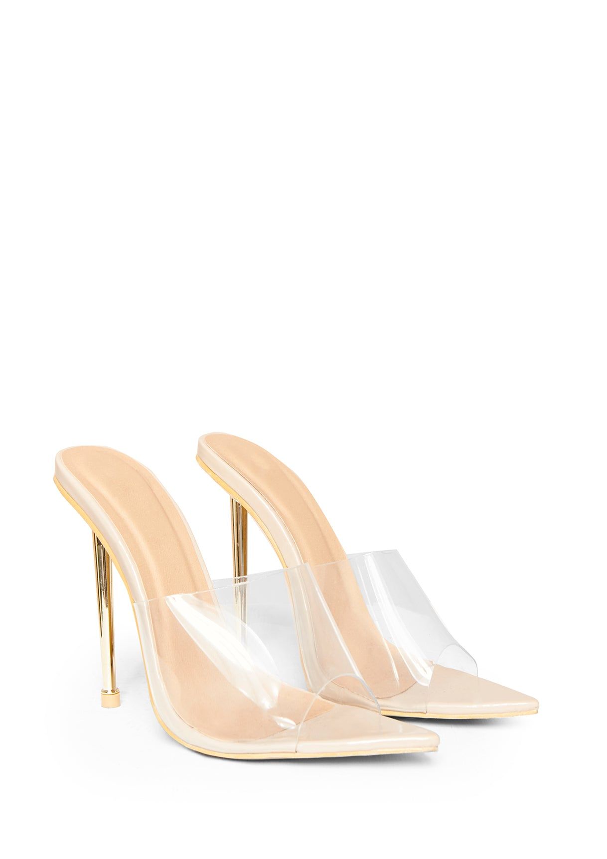Eduina Nude Patent Perspex Open Toe Heels sold by Missy Empire product image thumbnail 5